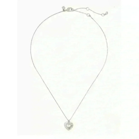 NWT KATE SPADE Something Sparkly Heart Clay Pave Pendant Necklace - Picture 2 of 5